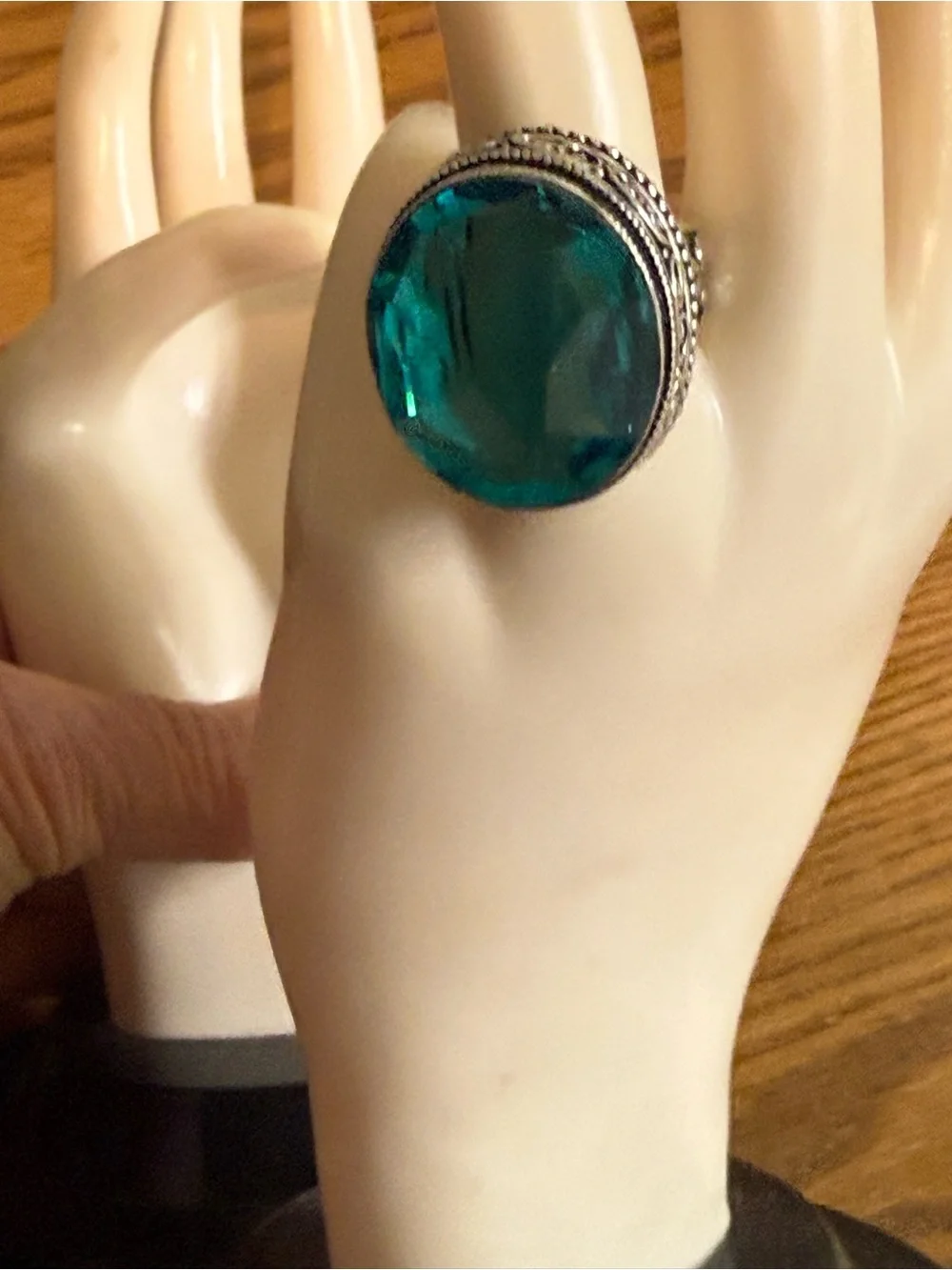 Sterling Silver 925 Big Statement Ring Size 7.25 15.17 Grams Faceted Topaz